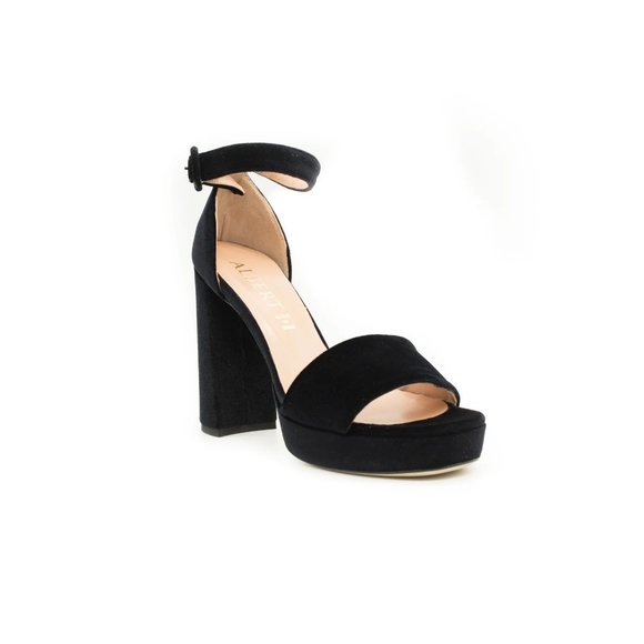 Made In Italy Black Velvet Sandals - Picture 2 of 4